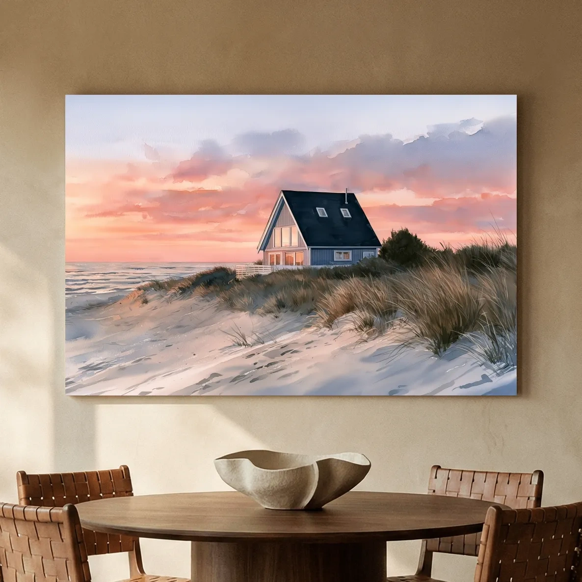 Hamptons A Frame Beach House - Watercolour Coastal Wall Art