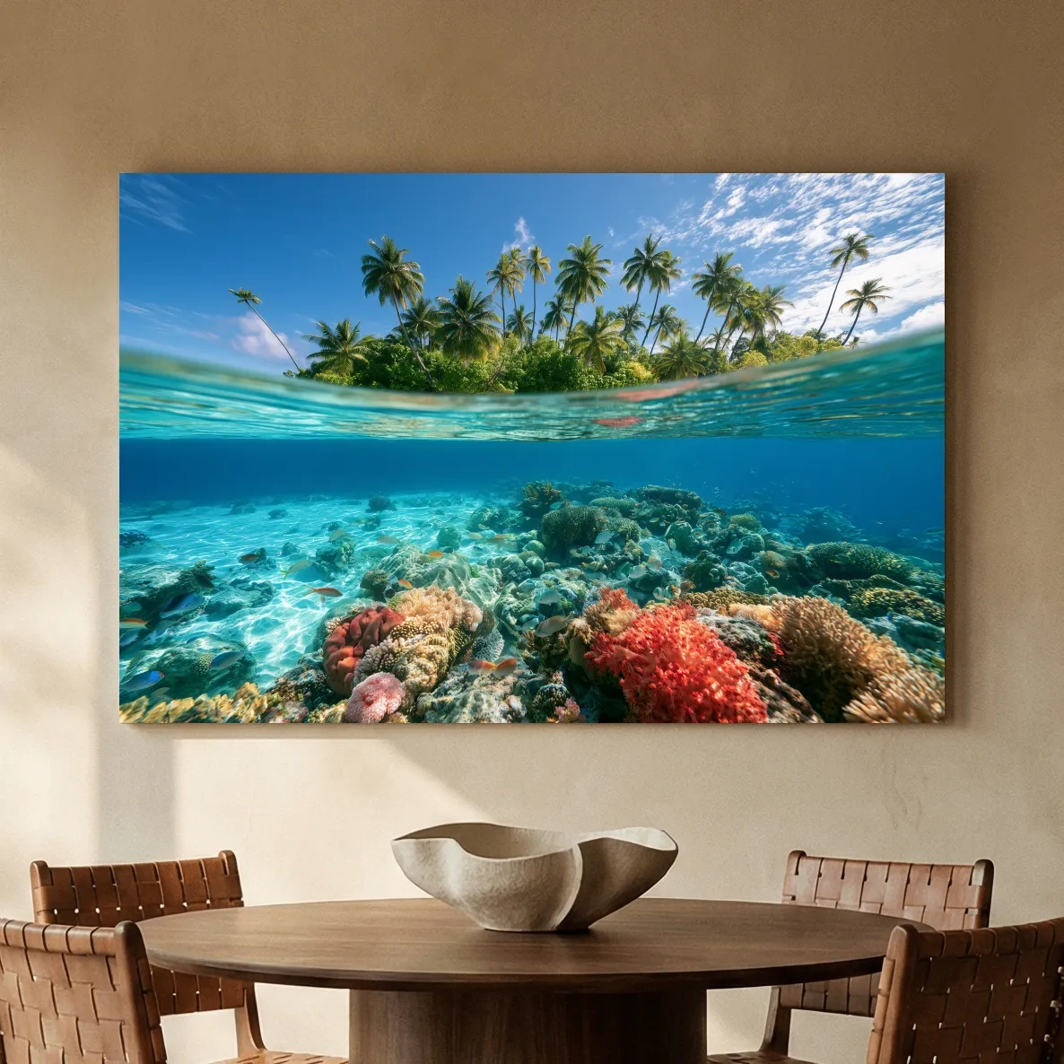 Tropical Underwater Coral Reef Island - Surreal Photographic Wall Art
