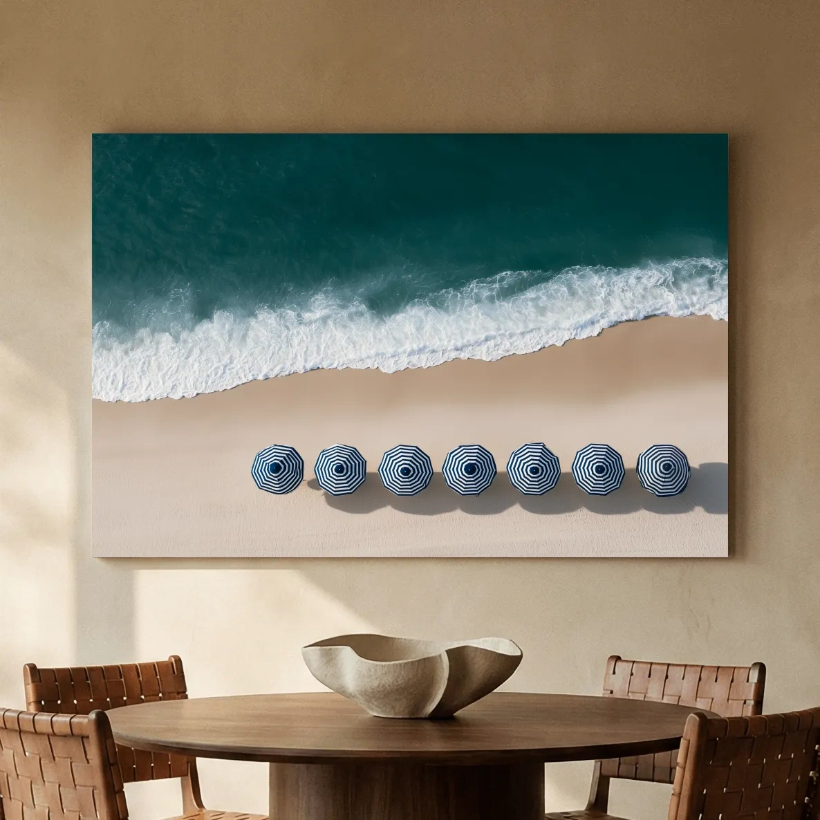 Beach Umbrellas Aerial Photograph - Coastal Wall Art