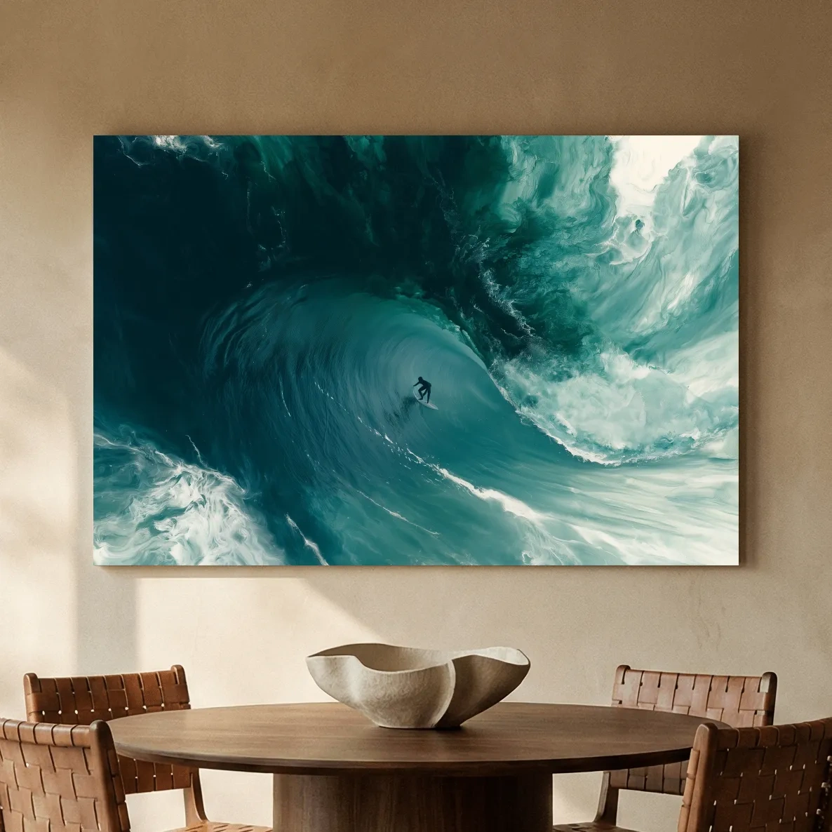 Surreal Surfer Inside Breaking Wave - Photographic Ocean Wall Art