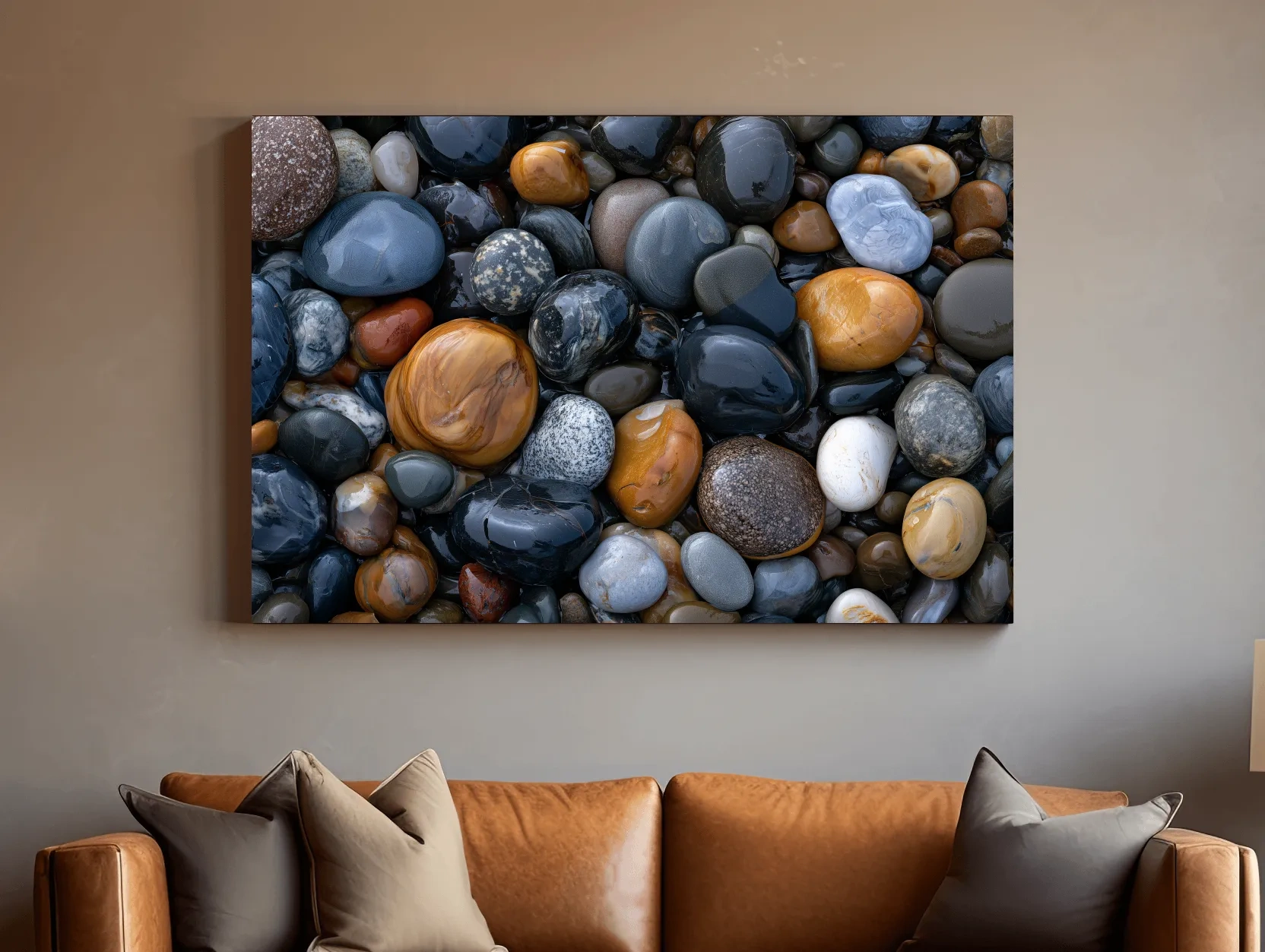 Smooth Wet Ocean Pebbles - Abstract Macro Photographic Wall Art