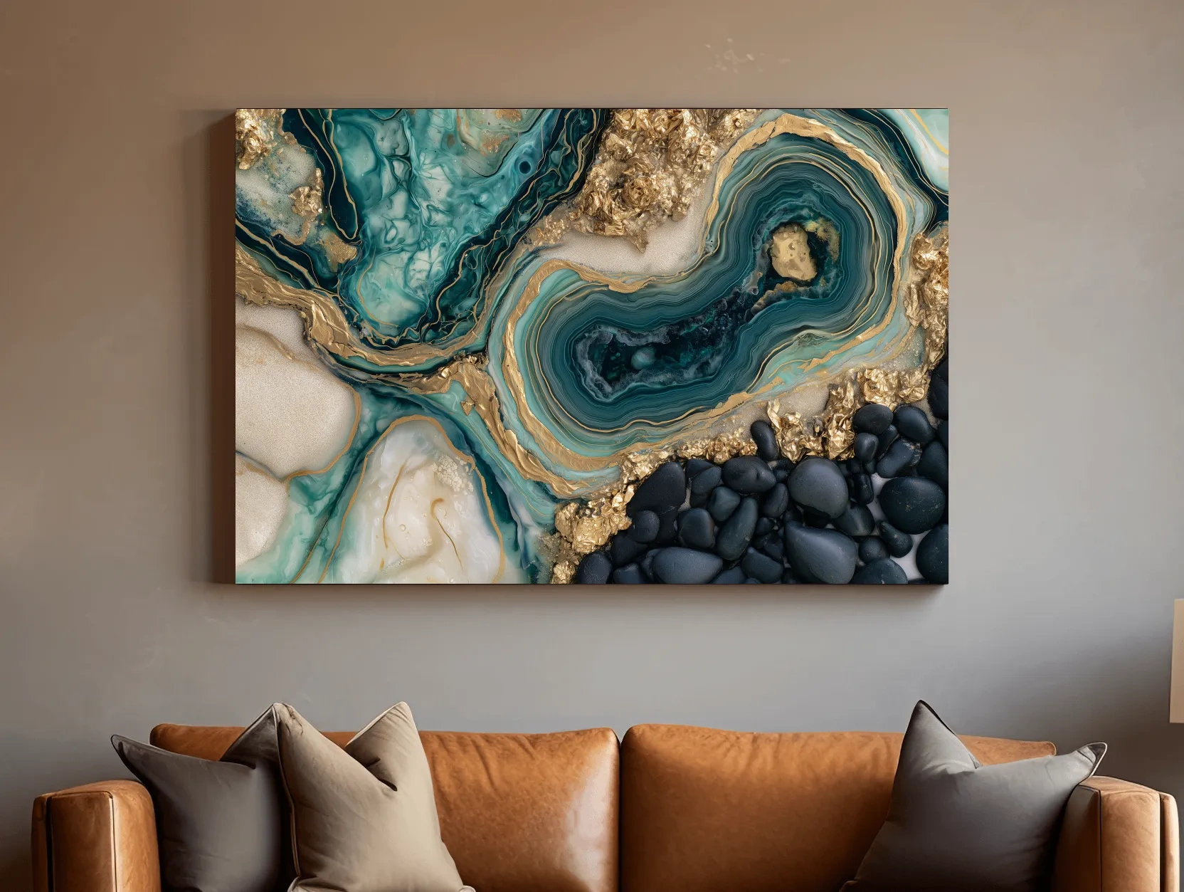 Agate Geode Pebble Composition - Abstract Natural Stone Wall Art