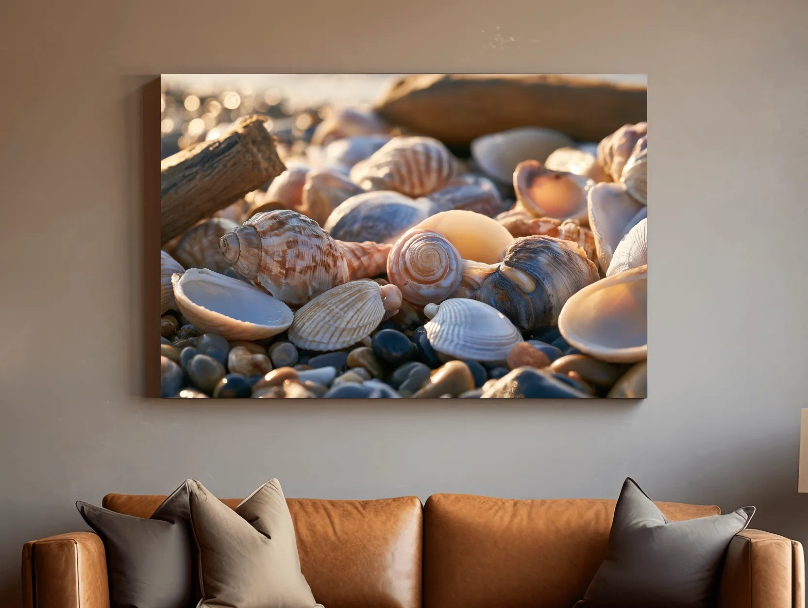 Sunlit Seashell Collection - Serene Beach Photographic Wall Art