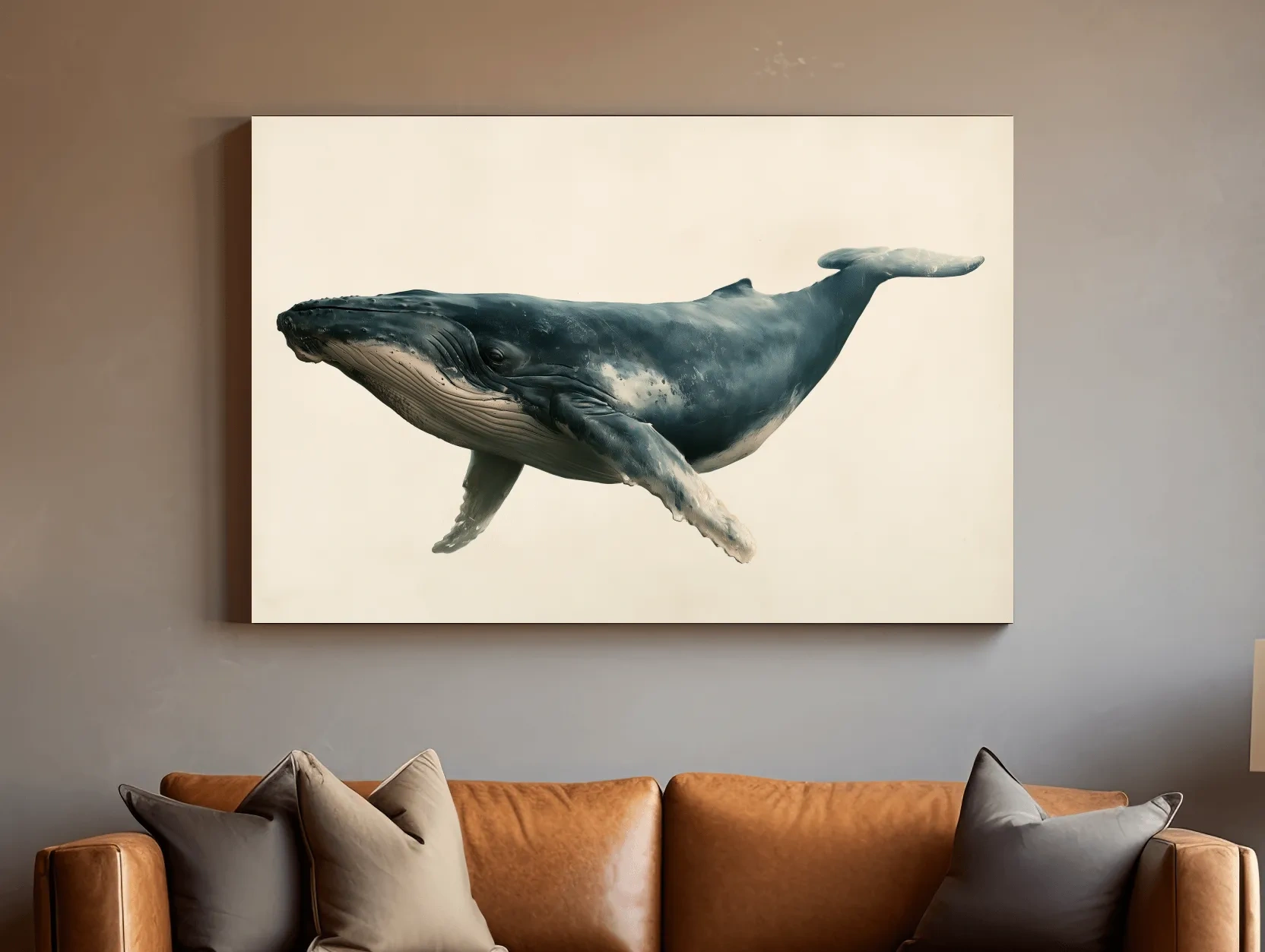 Minimalist Humpback Whale Illustration - Hamptons Marine Life Wall Art