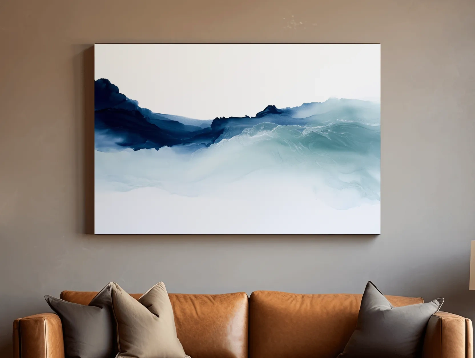 Minimalist Abstract Ocean Waves - Hamptons Watercolour Wall Art