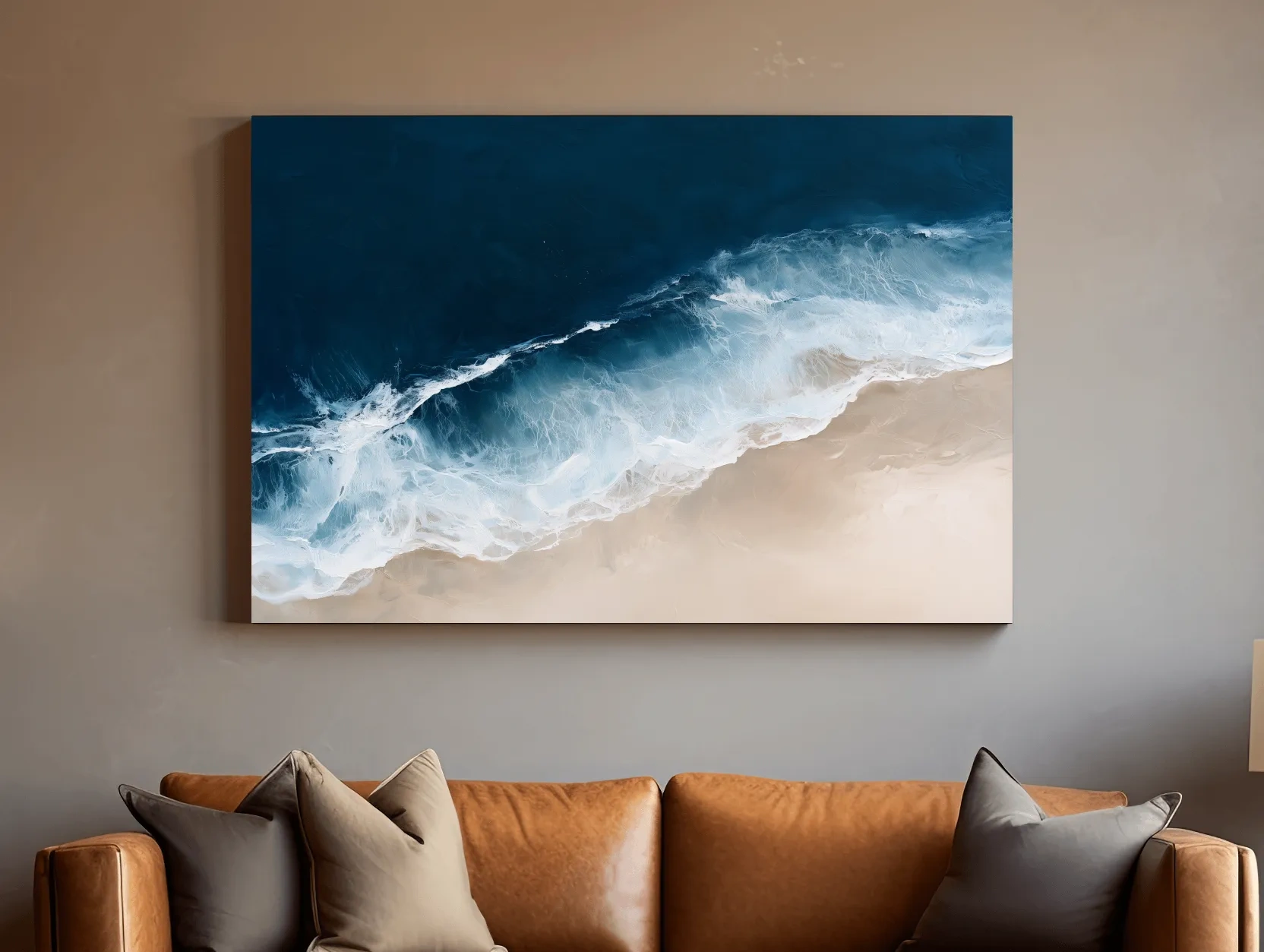 Abstract Aerial Ocean Wave Painting - Coastal Shore Wall Art