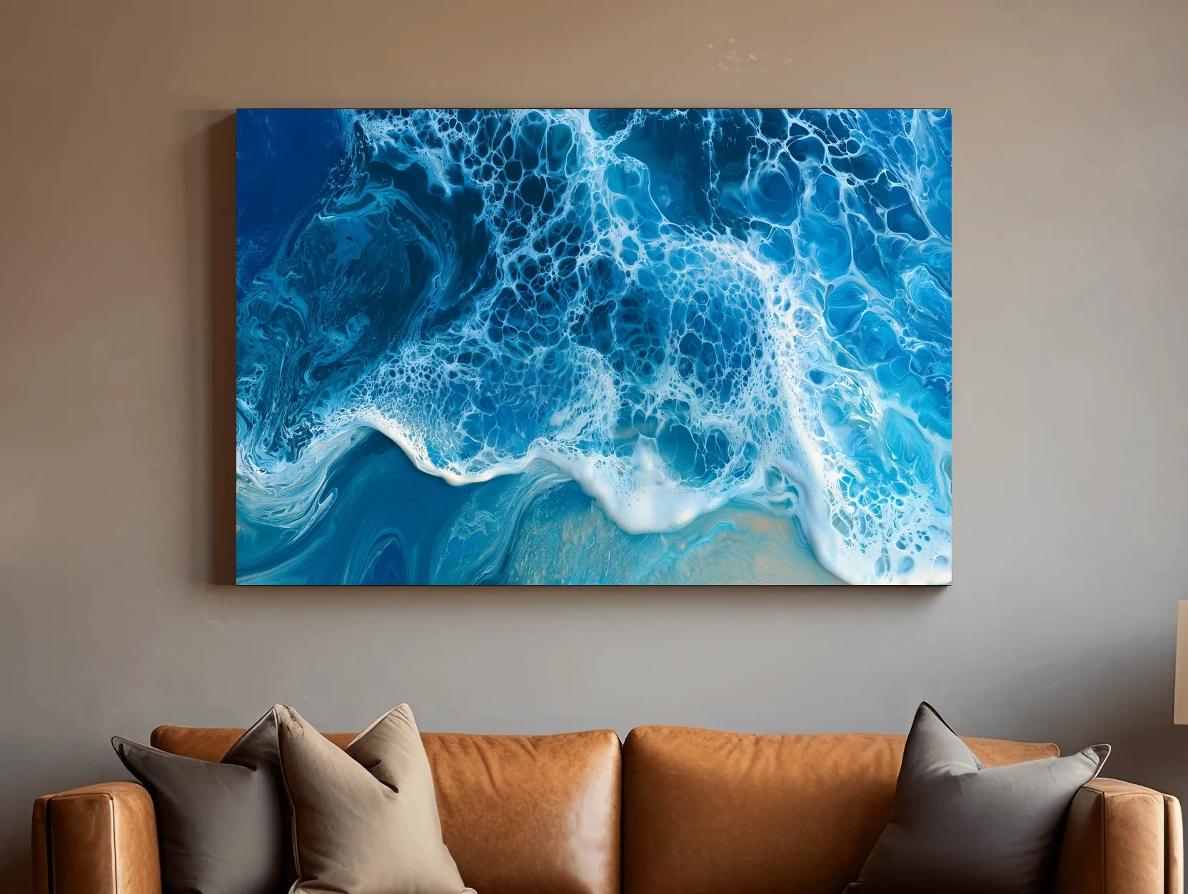 Ocean Wave Acrylic Pour - Abstract Mixed Media Wall Art