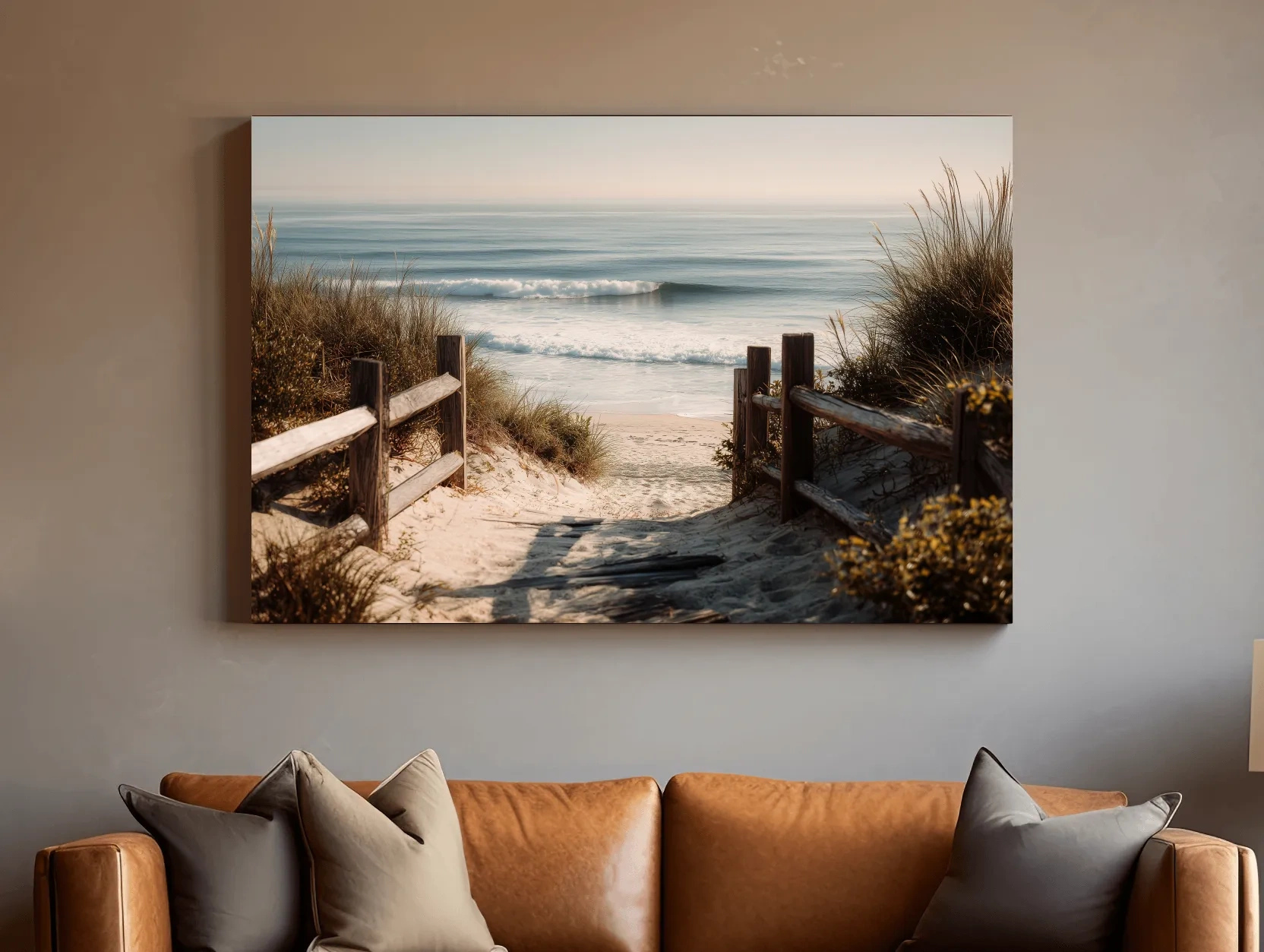 Serene Beach Dune Path - Photographic Style Coastal Wall Art
