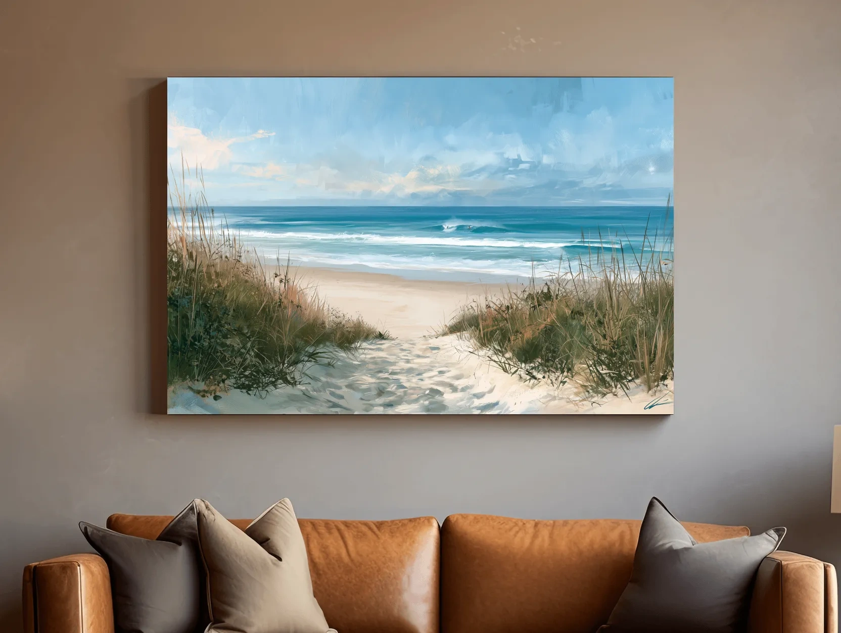 Serene Beach Seascape Painting - Ocean Landscape Wall Art