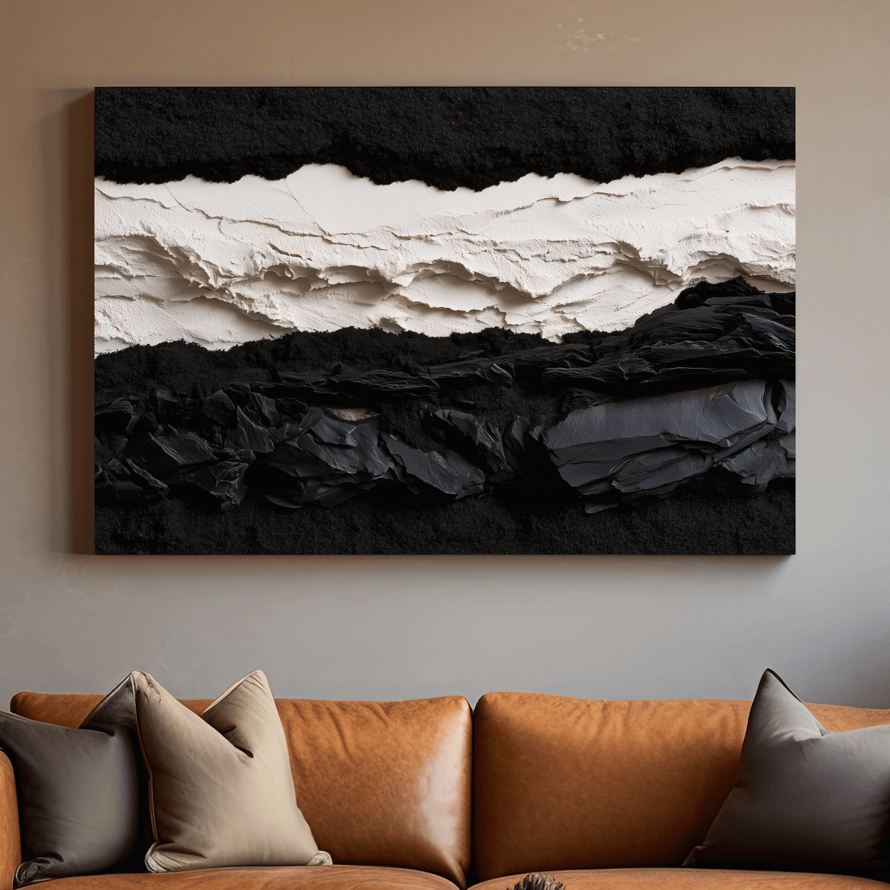 Layered Stone Strata Design - Abstract Mixed Media Wall Art