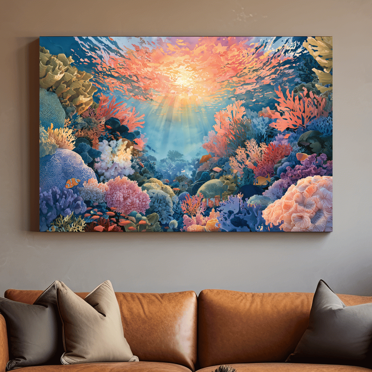 Vibrant Coral Reef Painting - Underwater Wall Art
