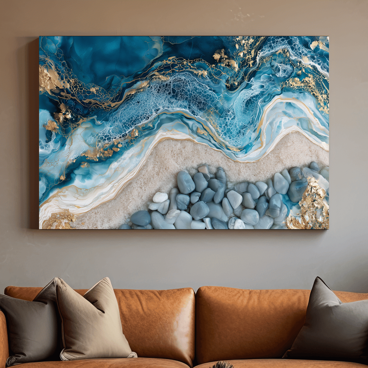 Geode Pebble Shoreline Design - Abstract Natural Stone Wall Art