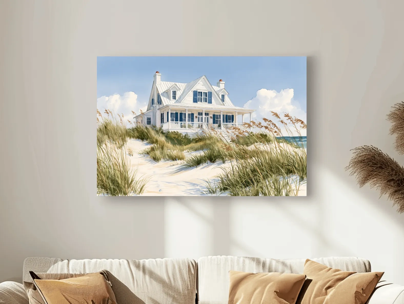 Serene Beach House Painting - Coastal Dune Wall Art