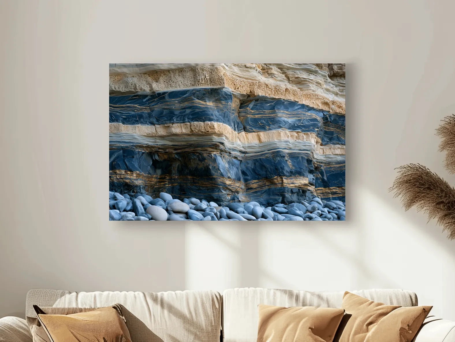 Layered Coastal Cliff Strata - Abstract Stone Wall Art
