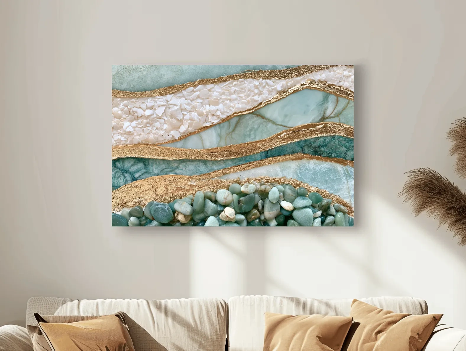 Sea Glass Pebble and Stone Strata - Abstract Natural Wall Art