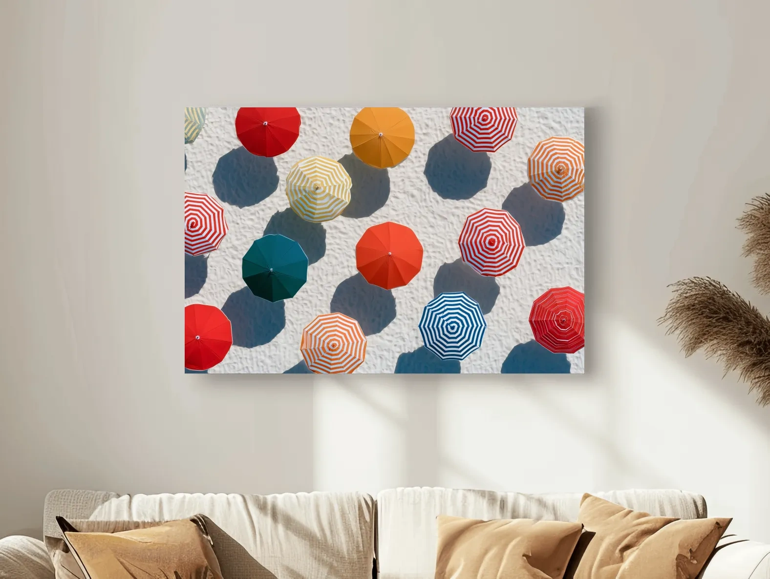 Aerial Beach Umbrella Pattern - Geometric Abstract Painting Wall Art
