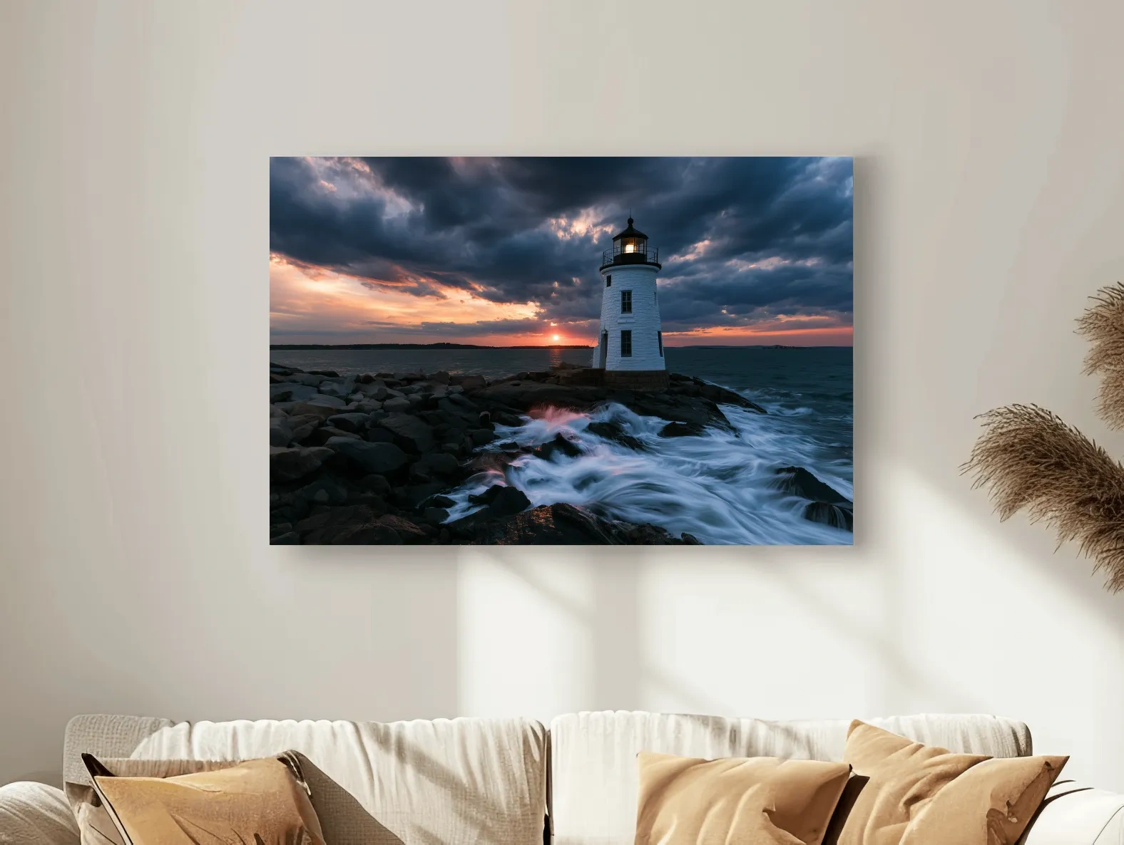 Stormy Lighthouse Sunset - Photographic Coastal Wall Art