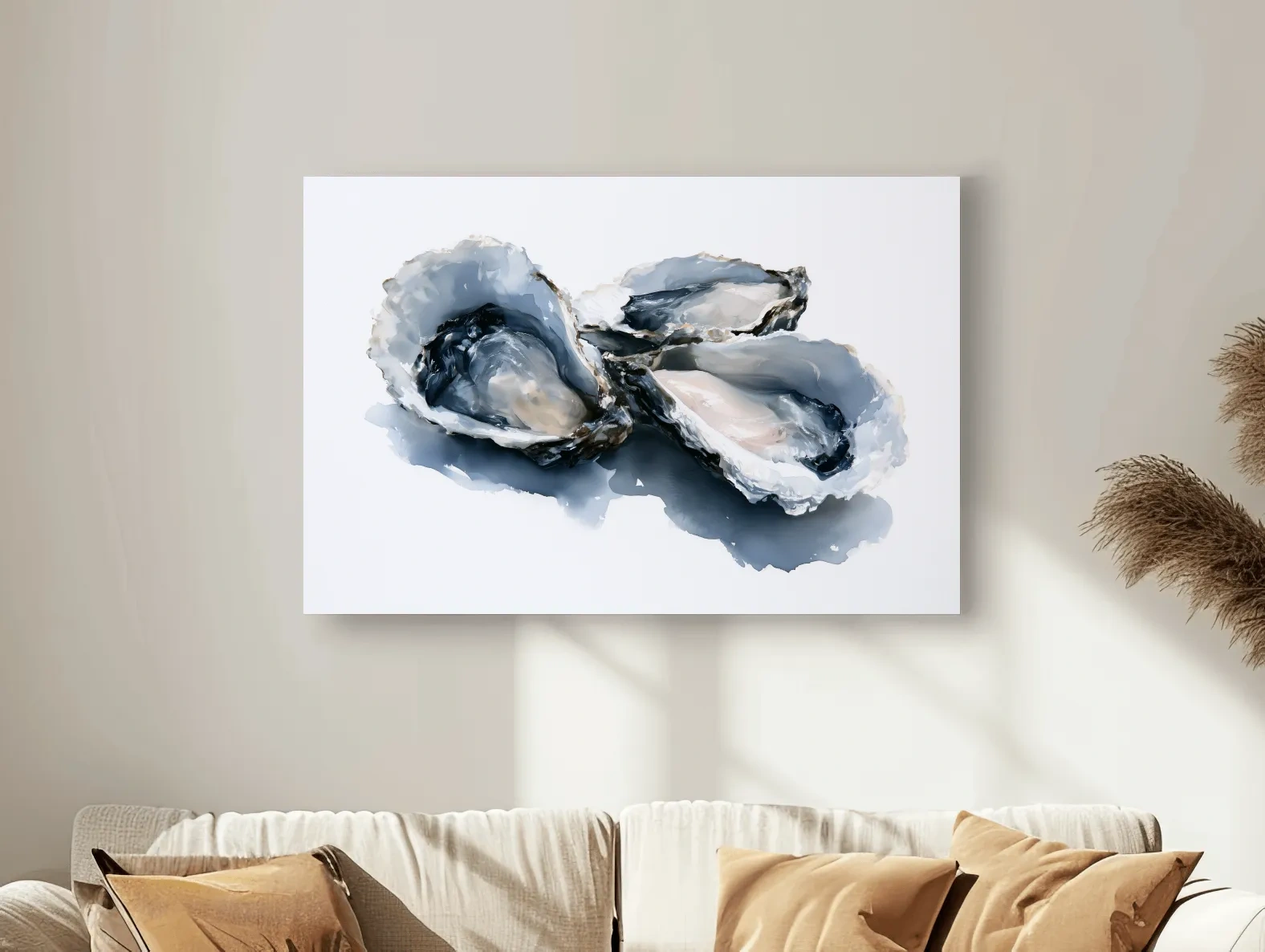 Minimalist Oyster Shell Watercolour - Hamptons Coastal Wall Art