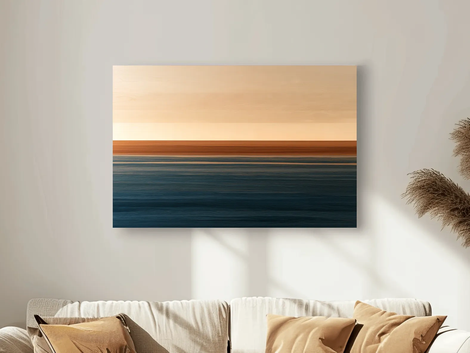 Minimalist Ocean Horizon - Mixed Media Seascape Wall Art