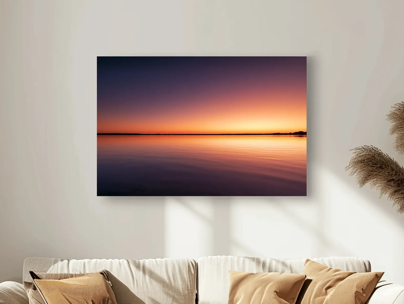 Minimalist Shallow Ocean Bay Sunset - Photographic Horizon Wall Art