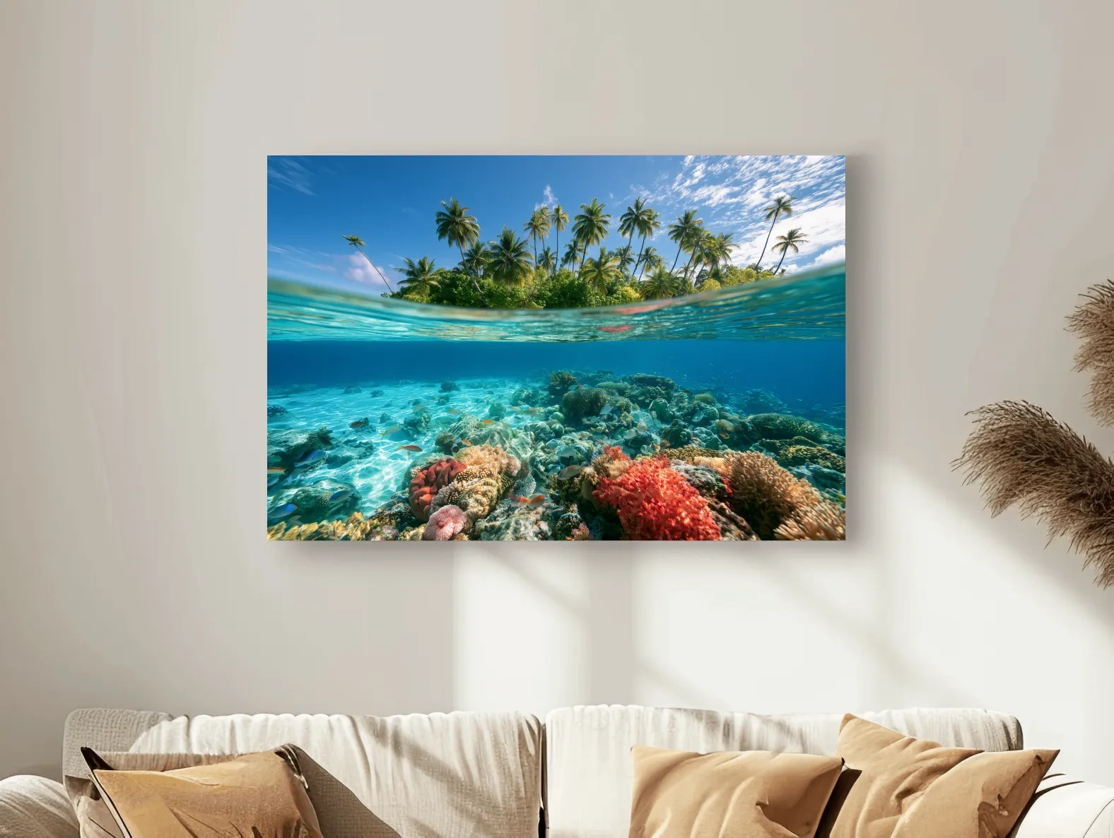 Tropical Underwater Coral Reef Island - Surreal Photographic Wall Art