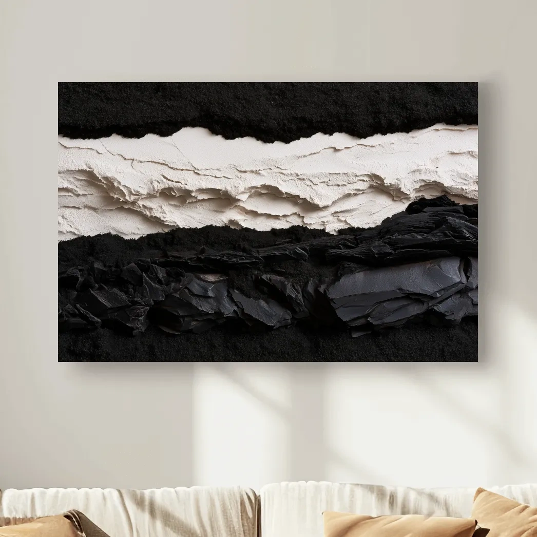 Layered Stone Strata Design - Abstract Mixed Media Wall Art