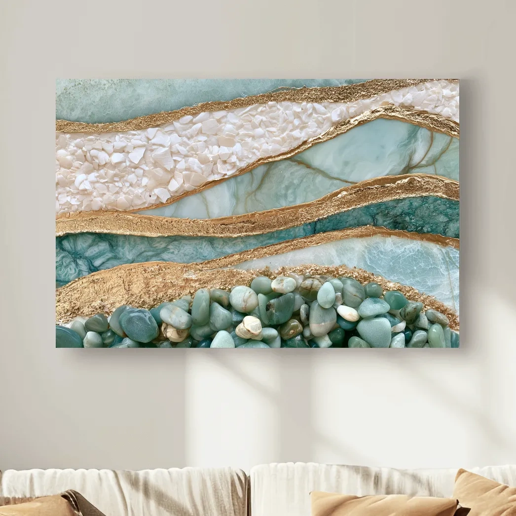 Sea Glass Pebble and Stone Strata - Abstract Natural Wall Art