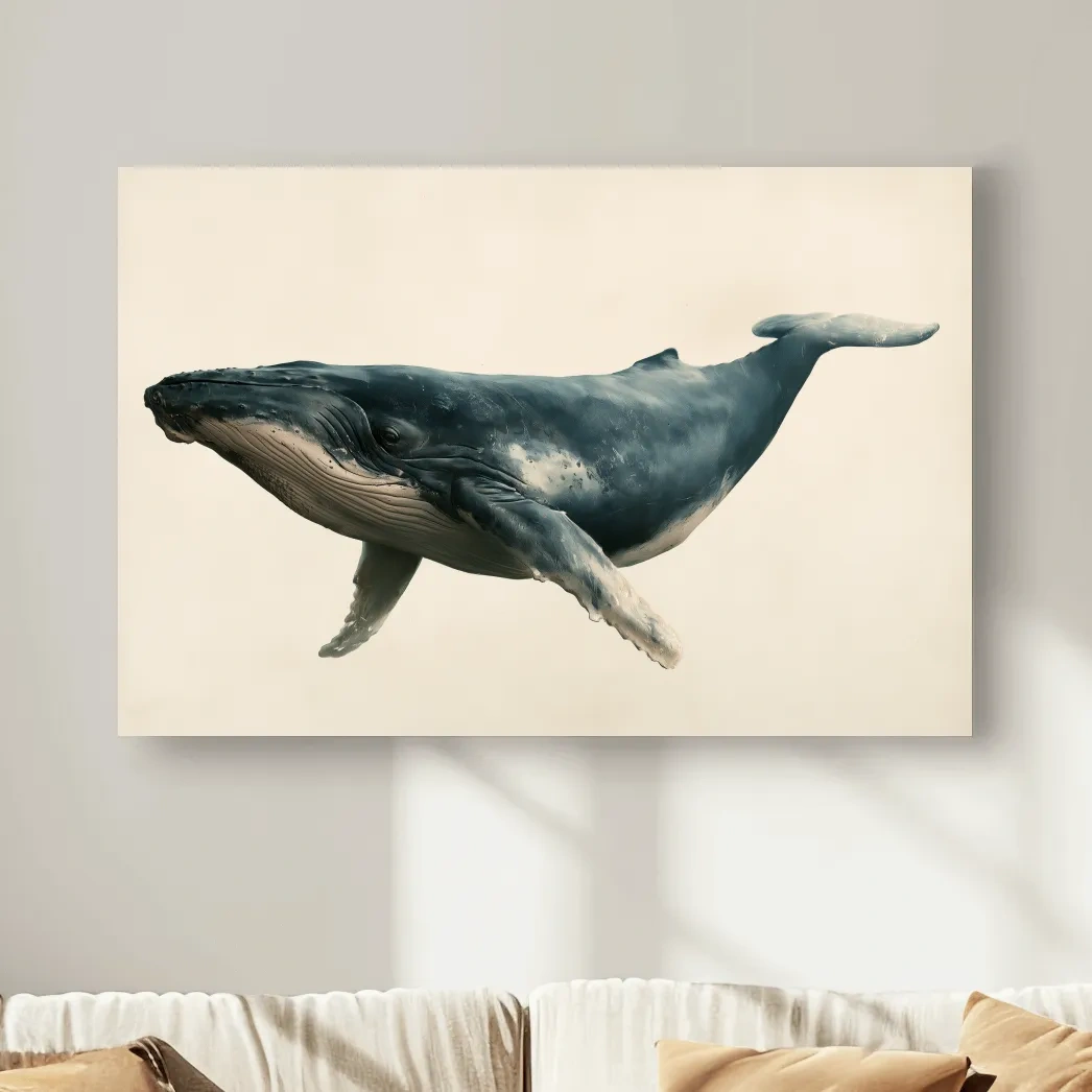 Minimalist Humpback Whale Illustration - Hamptons Marine Life Wall Art