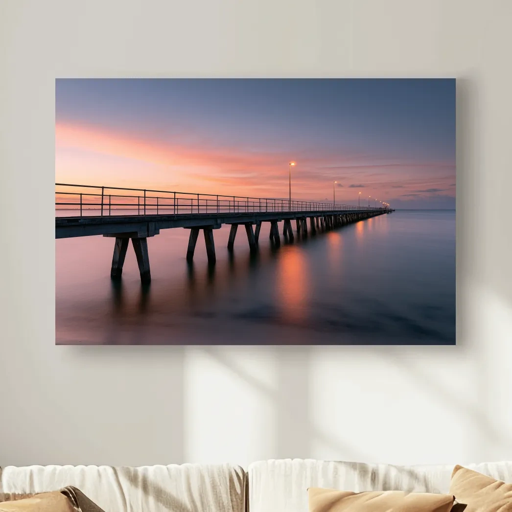 Twilight Coastal Pier Long Exposure - Photographic Wall Art