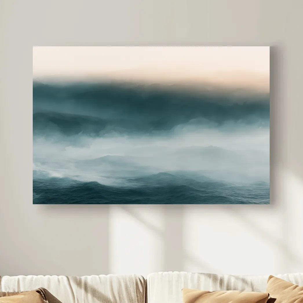 Misty Ocean Waves - Minimalist Photographic Wall Art