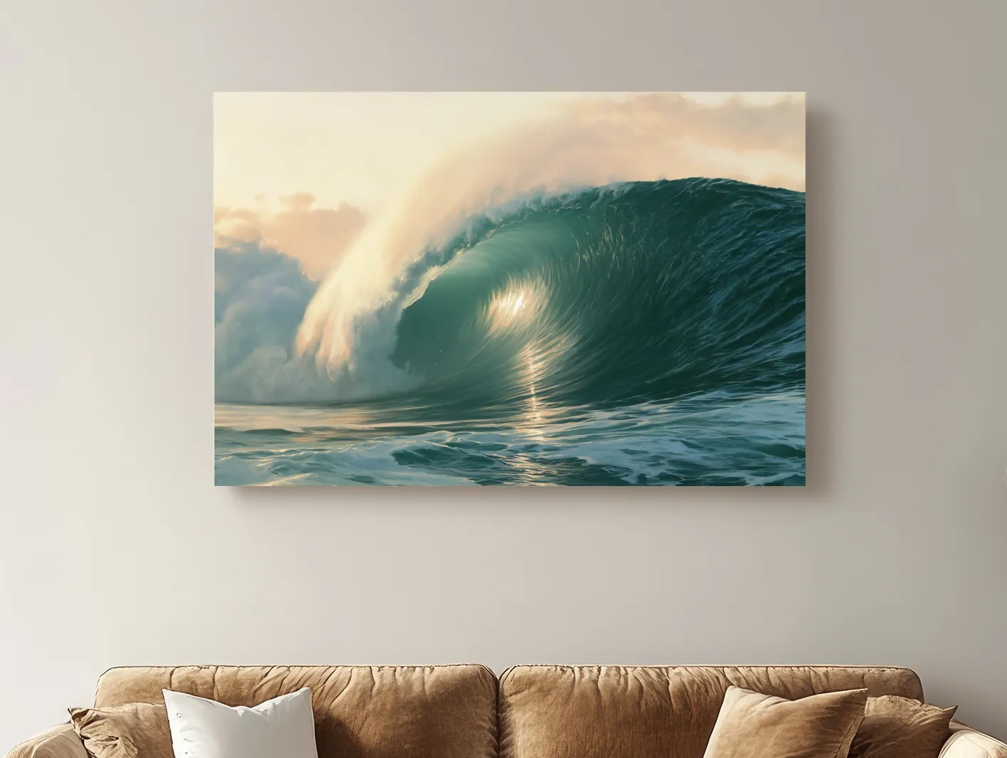Tropical Point Break Wave Painting - Dramatic Surf Wall Art