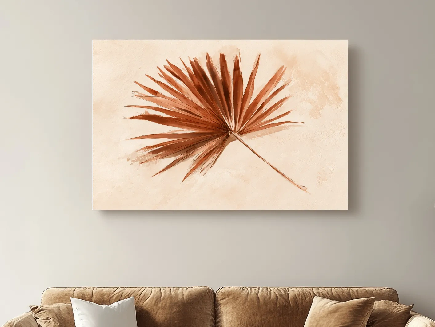 Minimalist Dried Palm Frond Watercolour - Boho Tropical Botanical Wall Art