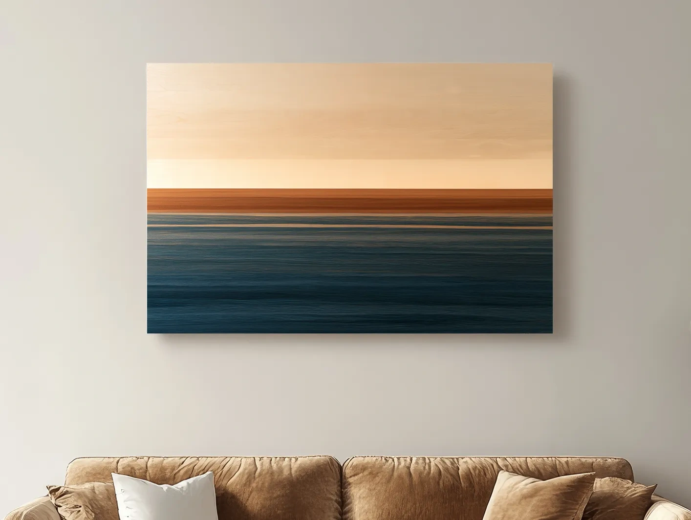 Minimalist Ocean Horizon - Mixed Media Seascape Wall Art