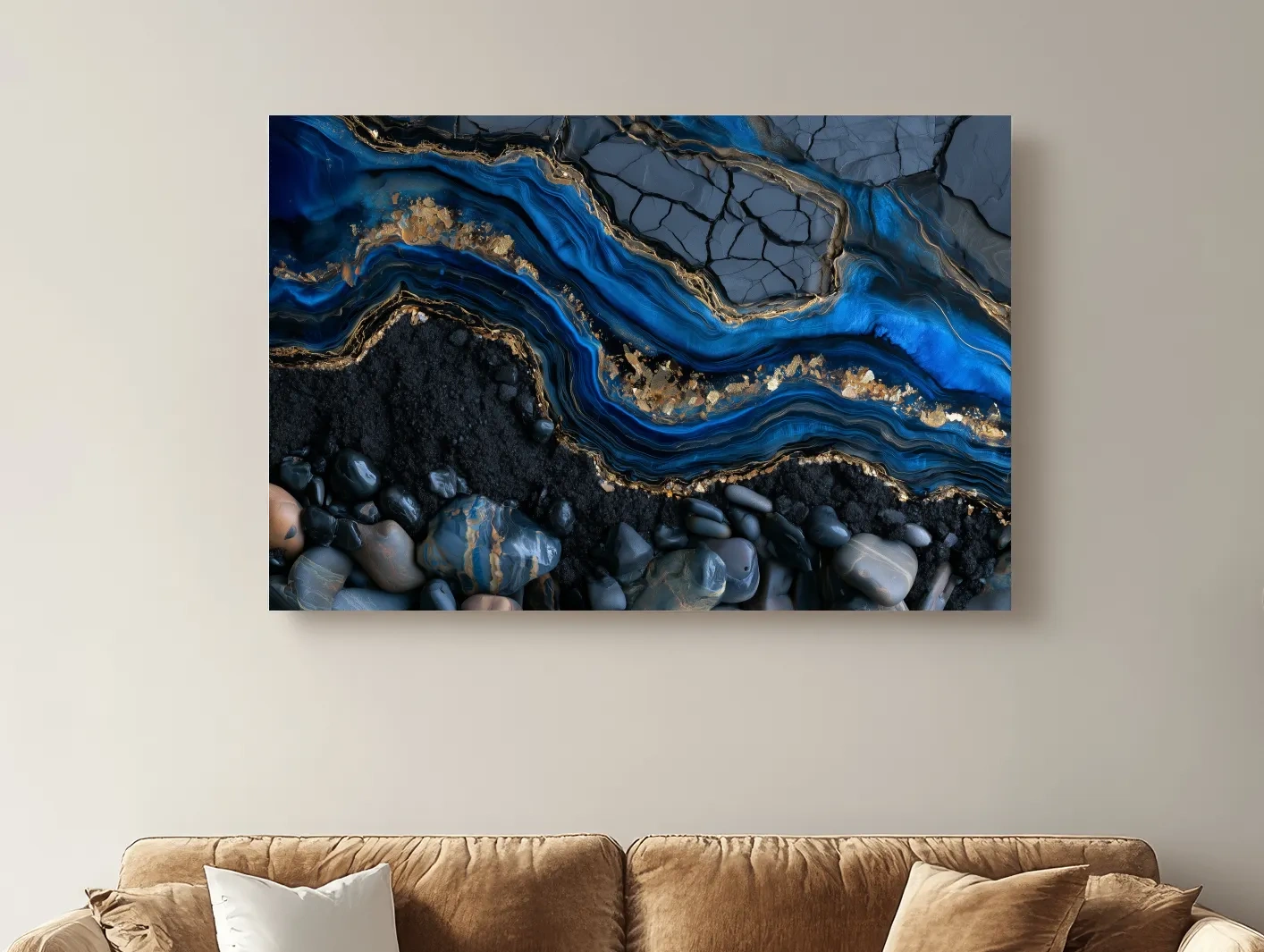 Oceanic Geode Pebble Strata - Abstract Natural Stone Wall Art