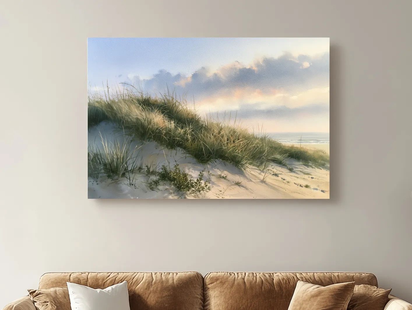 Serene Coastal Sand Dunes - Pastel Beach Landscape Wall Art