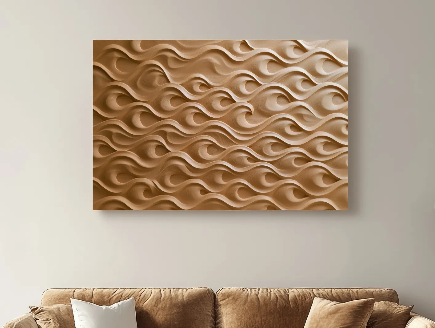 Layered Sand Strata Waves - Organic Mixed Media Wall Art