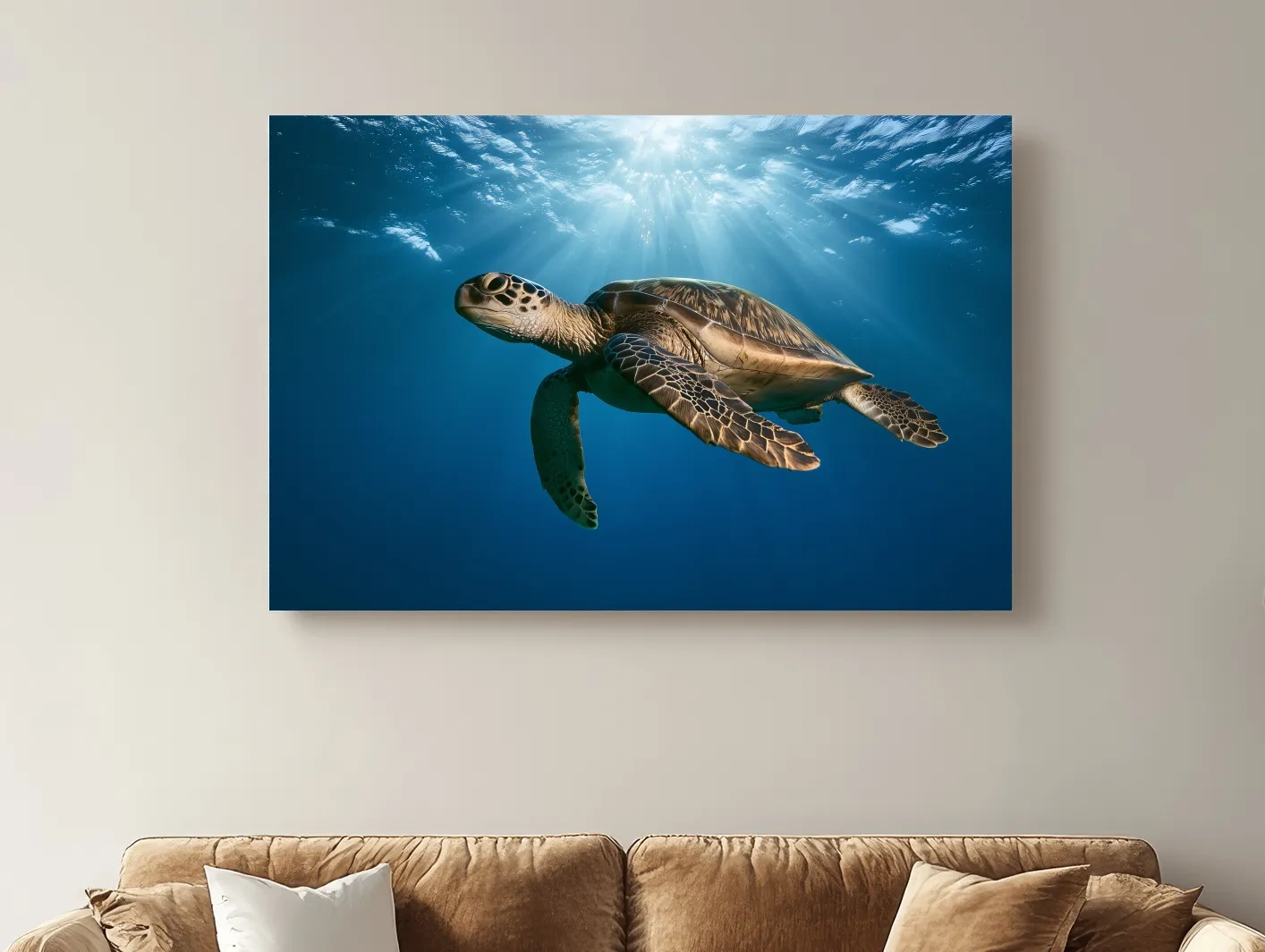 Majestic Sea Turtle Underwater Photography - Marine Life Wall Art