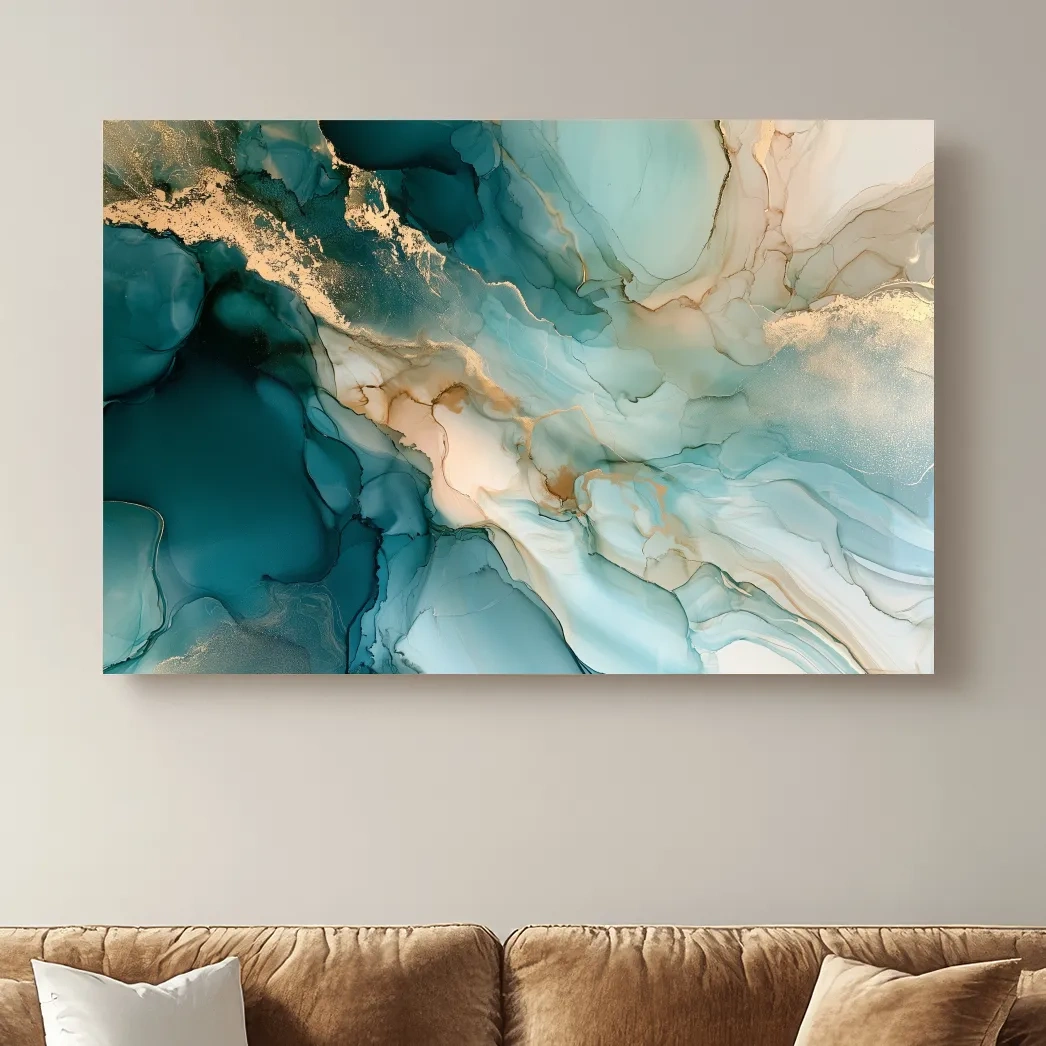 Alcohol Ink Abstract Painting - Luxurious Coastal Wall Art