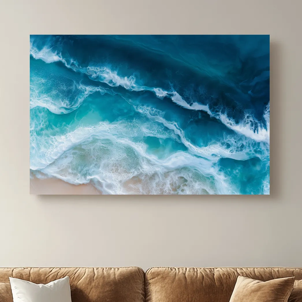 Aerial Crashing Ocean Waves - Abstract Seascape Wall Art