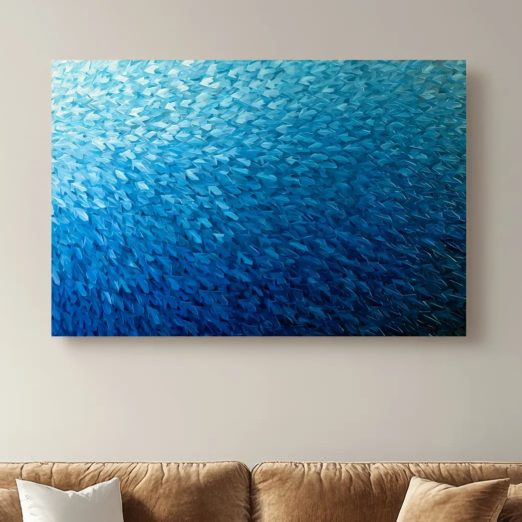Geometric School Of Fish Illustration - Abstract Marine Life Wall Art