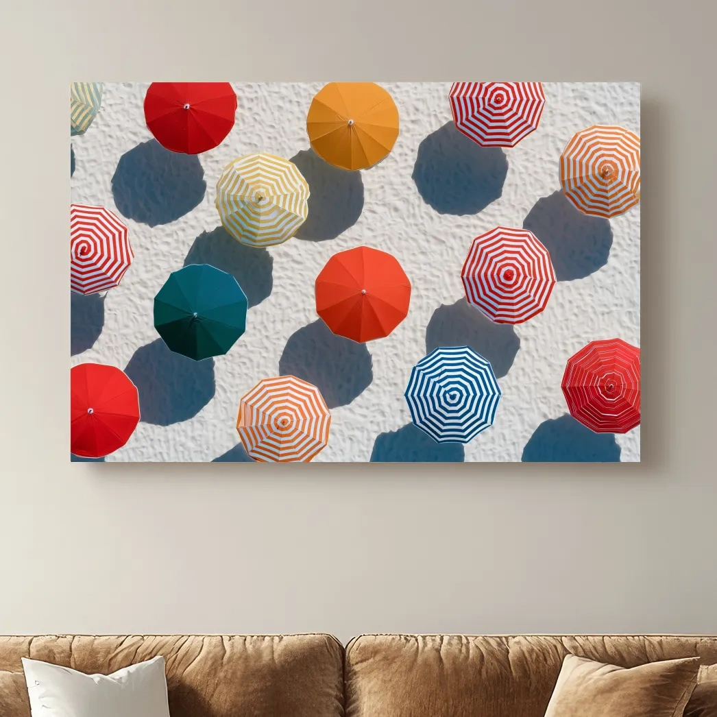 Aerial Beach Umbrella Pattern - Geometric Abstract Painting Wall Art