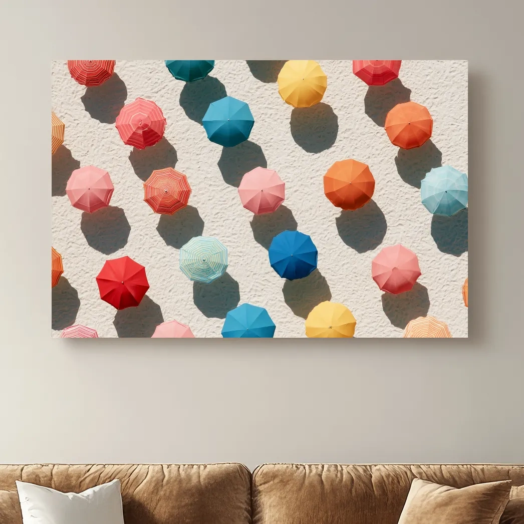 Abstract Aerial Beach Umbrellas - Geometric Painting Wall Art