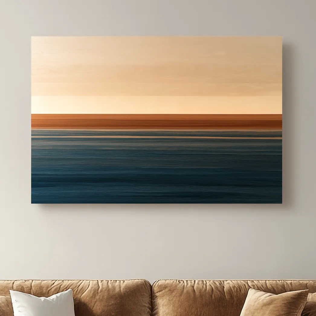Minimalist Ocean Horizon - Mixed Media Seascape Wall Art