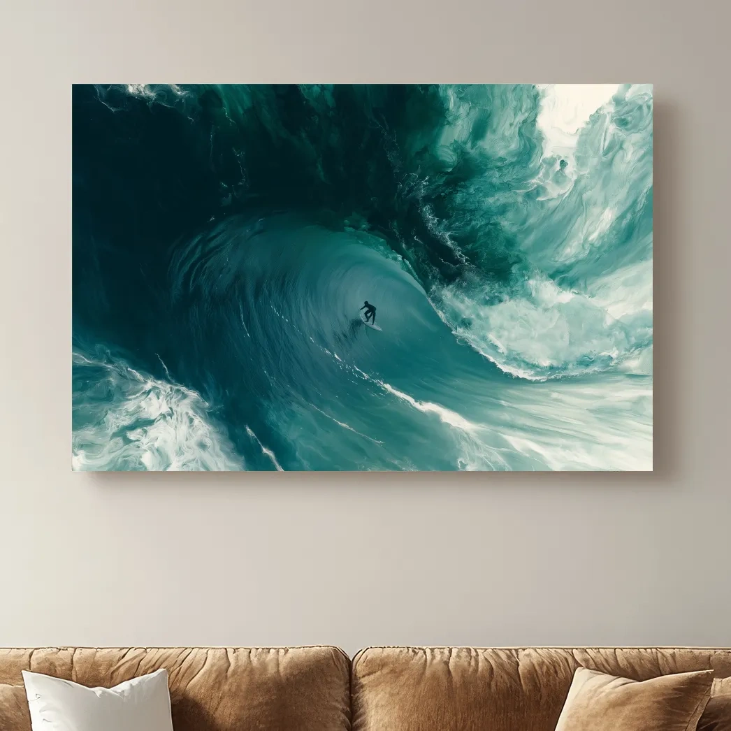 Surreal Surfer Inside Breaking Wave - Photographic Ocean Wall Art
