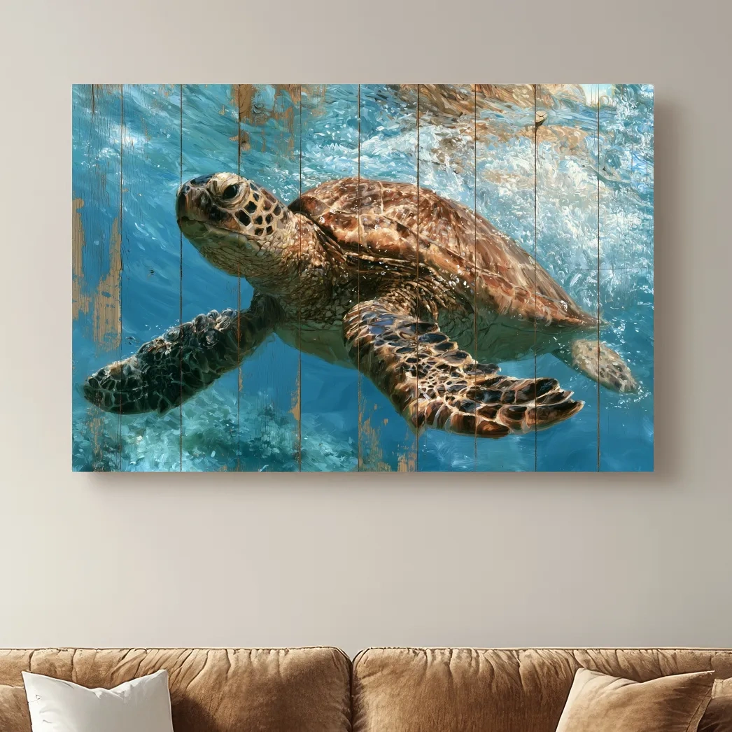 Underwater Sea Turtle Painting - Marine Life Wall Art