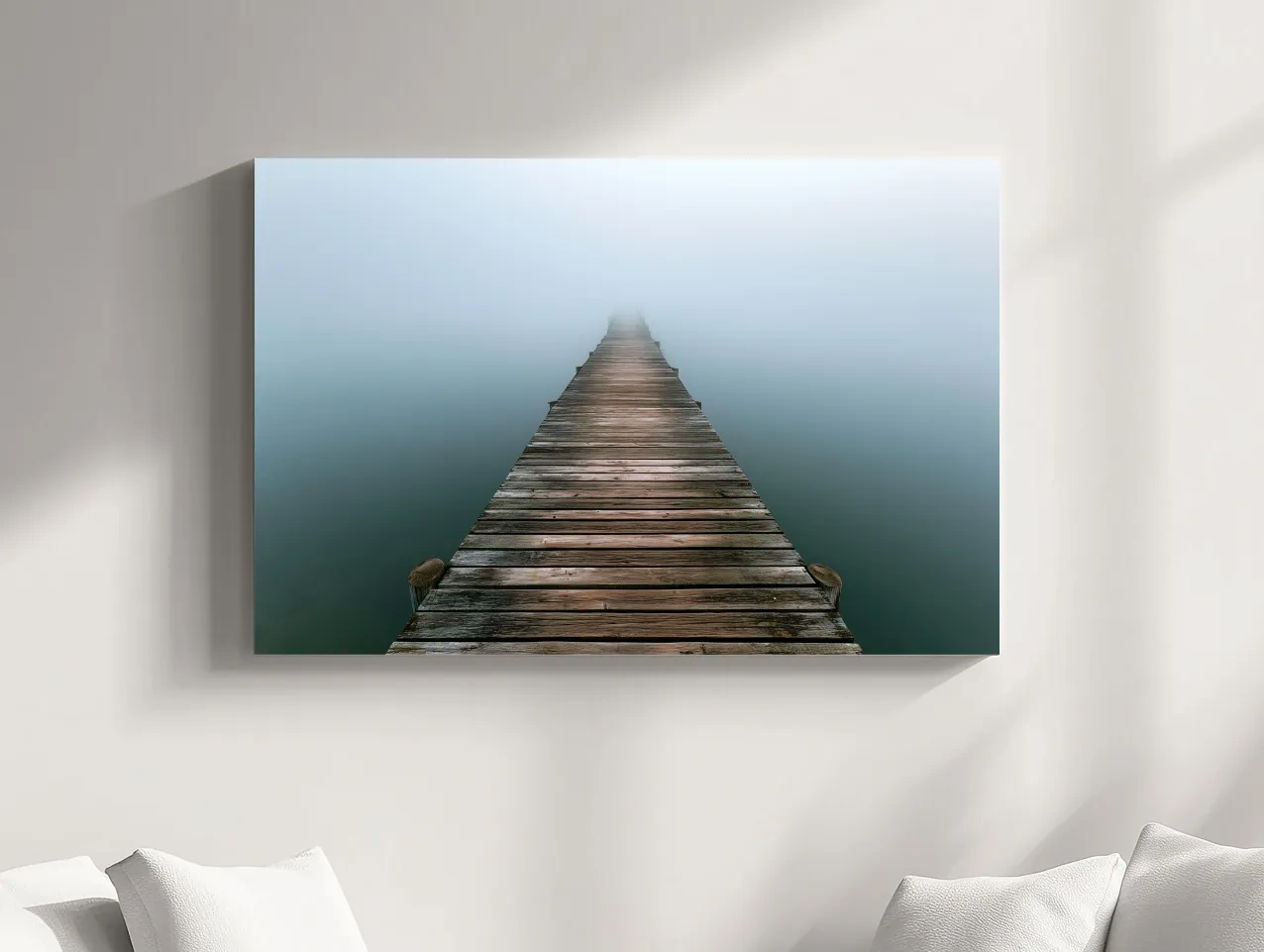 Misty Weathered Fishing Pier - Minimalist Photographic Wall Art