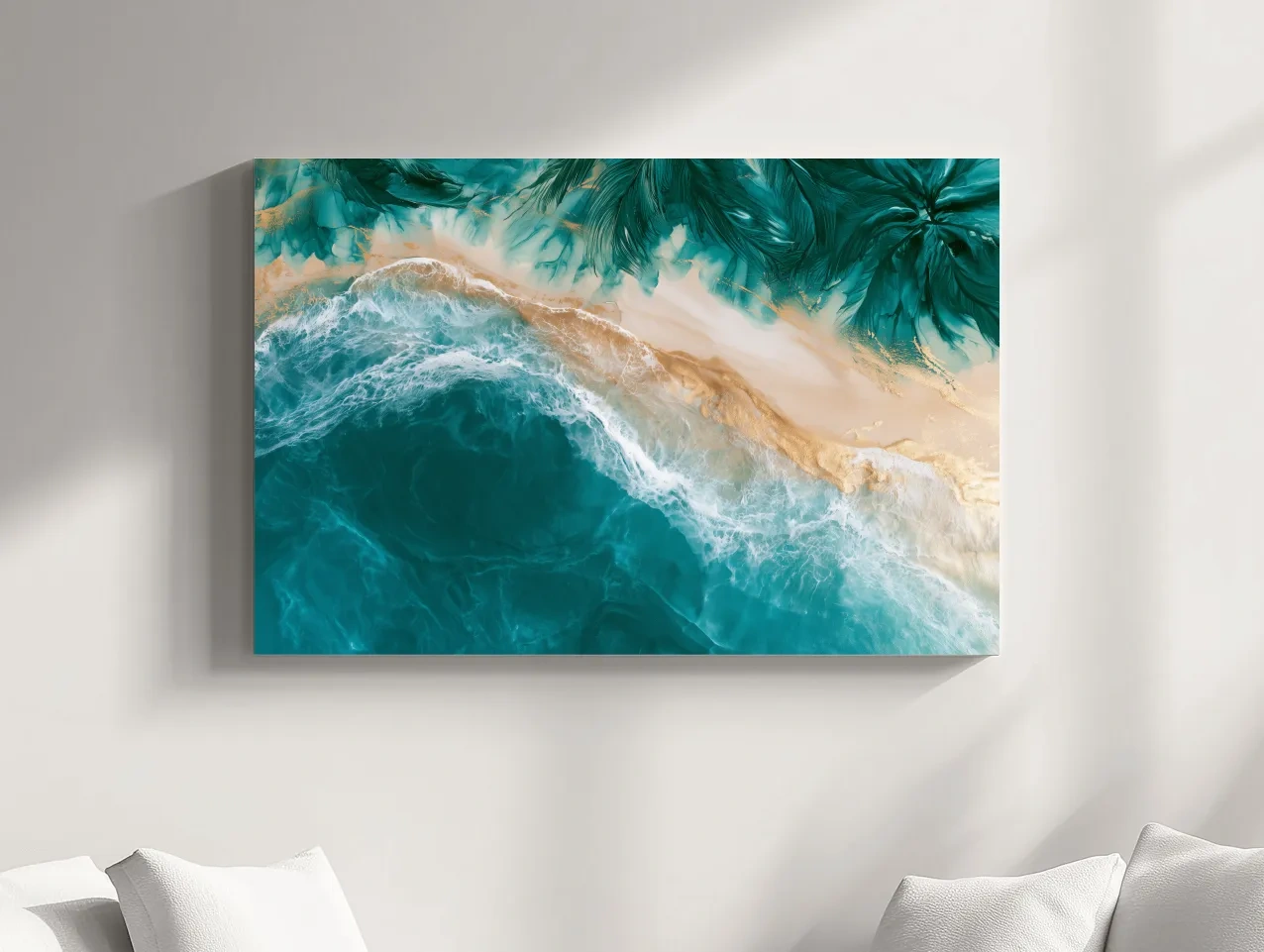 Aerial Tropical Beach Waves - Surreal Mixed Media Wall Art
