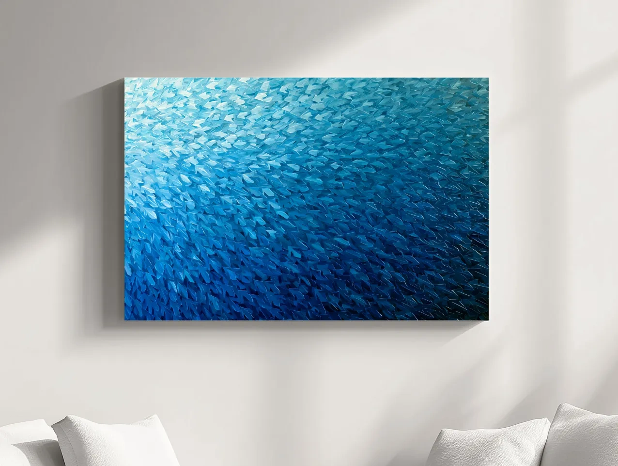 Geometric School Of Fish Illustration - Abstract Marine Life Wall Art