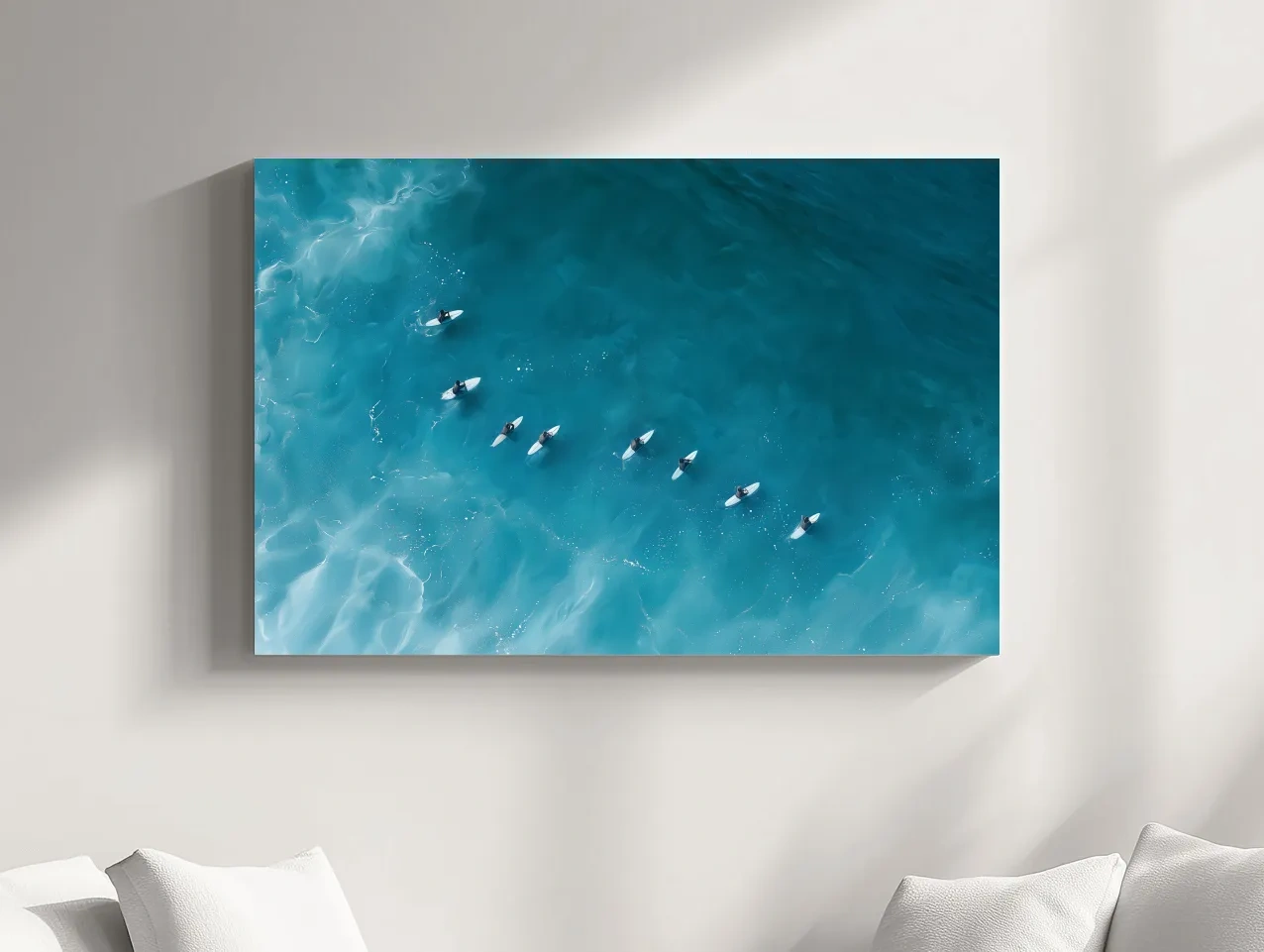 Aerial Surfers Painting - Serene Ocean Wall Art