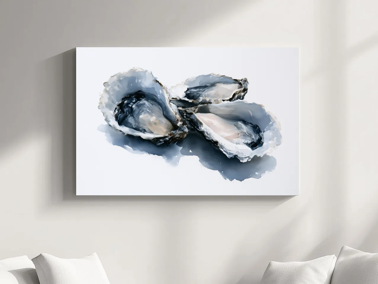 Minimalist Oyster Shell Watercolour - Hamptons Coastal Wall Art